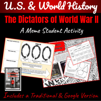 Preview of US /World History | WWII Dictators | Hitler, Stalin, Mussolini | Meme Activity
