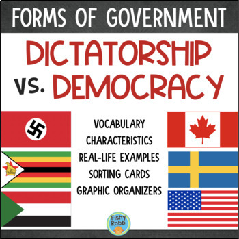 Preview of Forms & Types of Government Dictatorship Democracy 5th 6th Grade Social Studies