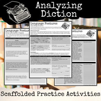 Preview of Diction and Word Choice Scaffolded Literary Analysis Activities