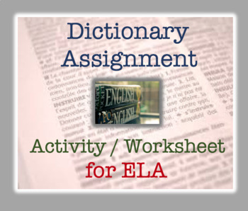 Preview of Dictionary Activity / Exercise : Reference Materials worksheet; ELA Fun