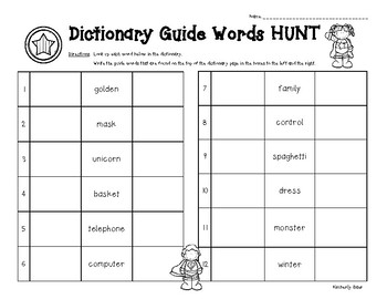 Dictionary Guide Words Hunt and Super Dictionary Skills ...