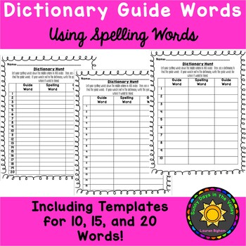 Preview of Dictionary Hunt: Searching for Guide Words using Spelling Words