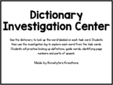 Dictionary Investigation Center - 36 Task Cards (Printer-f