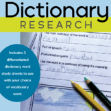 Dictionary Research Worksheets
