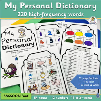 Preview of Dictionary Skills - 220 Personal Sight Words Dictionary - SASSOON Font