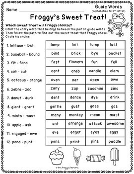 Guide Words Worksheets For Dictionary Skills By The Froggy Factory