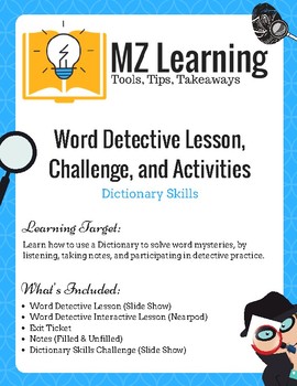 Preview of Dictionary Skills Lesson, Challenge, & Activities