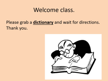 Preview of Dictionary Skills PowerPoint and Worksheet