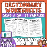 Dictionary Skills Practice Worksheets and Digital Google Slides FREEBIE