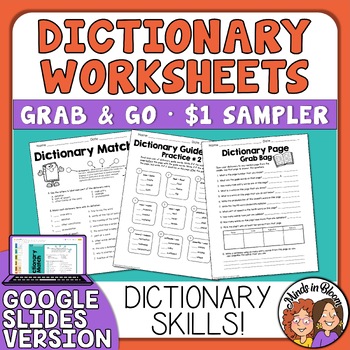 Preview of Dictionary Skills 3 Worksheets Sampler Reference Skills Practice ELA Review Work