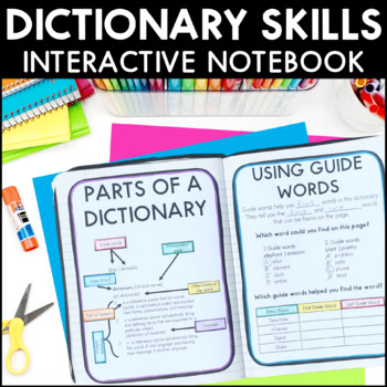 Preview of Dictionary Skills - Reading Interactive Notebook Pages with Passage