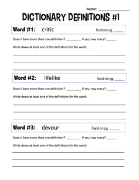 dictionary skills worksheets teaching resources tpt