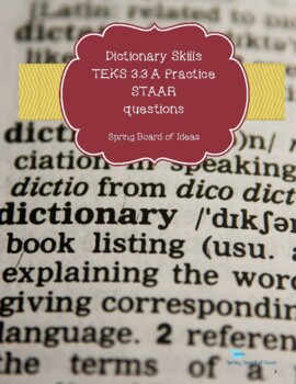 Preview of Dictionary Skills with STAAR styled questions