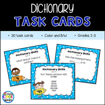 Preview of Dictionary Skills Task Cards for Grades 2-3