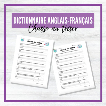 Preview of Dictionnaire - Chasse au trésor - French-English Dictionary Scavenger Hunt