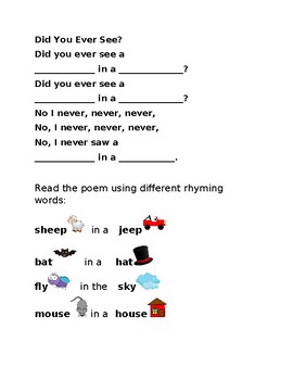 Preview of Did You Ever See- Rhyming Poem