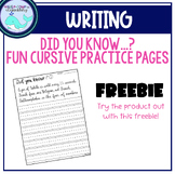 Did You Know...?- Cursive Writing Practice FREEBIE
