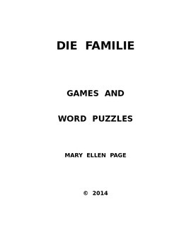 Preview of Die Familie   Games and Word Puzzles