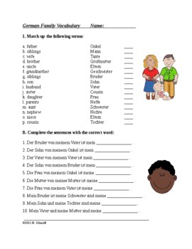 Preview of Die Familie: German Worksheet on Family Vocabulary