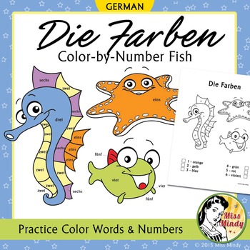 Preview of Die Farben German Colors Color by Number Coloring Worksheets