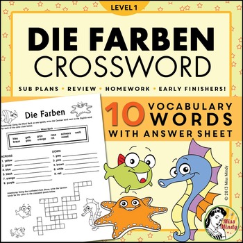 Preview of Die Farben German Colors Crossword Puzzle