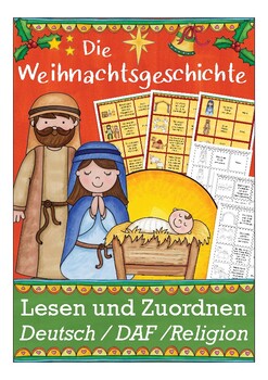 Preview of Die Weihnachtsgeschichte: Lesen und Zuordnen, German Christmas, Weihnachten