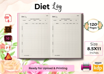 Preview of Diet Log Book - KDP Interior : Editable Templates