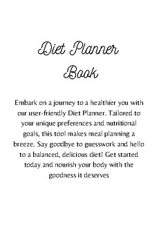 Preview of Diet Planner Journal  Notebook