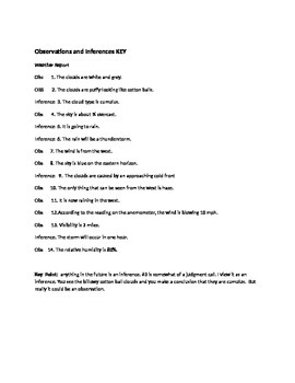 Difference Between Observation and Inference Worksheet by Lesson Universe