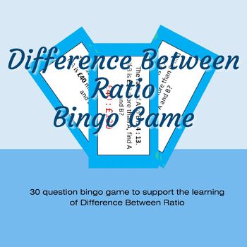 Preview of Difference Between Ratio Maths Bingo Game Activity