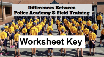 Preview of Differences Between Police Academy and Field Training - KEY for Worksheet