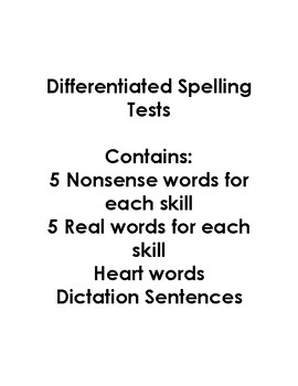 Preview of Differeniated Spelling Lists