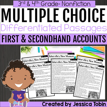 Preview of First and Secondhand Accounts Differentiated Passages 3rd 4th Grade Multi Choice