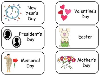 Preview of Different Holidays Picture Word Preschool Flash Cards.