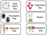 Different Holidays Picture Word Preschool Flash Cards.