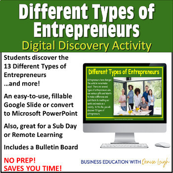 Preview of Different Types of Entrepreneurs - Intro to Business Class Lesson/Activity Decor