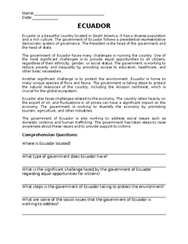 Preview of Different Types of Government - Reading Articles Editable Word Doc