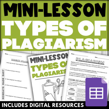 Preview of Different Types of Plagiarism - Avoiding Plagiarism Lessons and Activities - AI