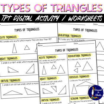 Preview of Different Types of Triangles TPT Digital Activity