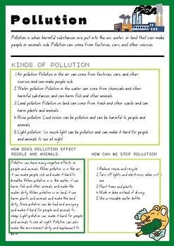Different kinds of pollution by Asha's Adventures | TPT