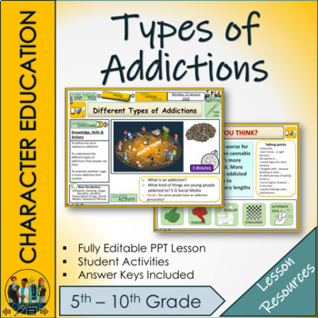 Preview of Different substance Addictions - Drugs Education Lesson