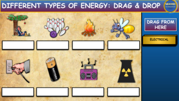 Preview of Different types of energy: Drag & Drop Worksheet:Google Slides + PPT Version