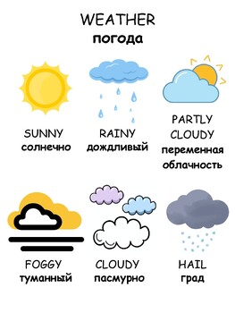 Preview of Different types of weather (RUSSIAN AND ENGLISH)