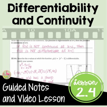 Preview of Differentiability and Continuity Guided Notes with Video #Distance Learning