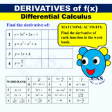Differential Calculus -The Derivative of f(x)-Matching Activity