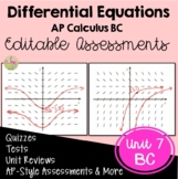 Differential Equations Assessments (BC Version - Unit 7)