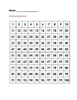 Differentiated 100's Chart Recording Sheets by The Creative Critter