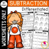 Differentiated First Grade Subtraction to 10 Worksheets