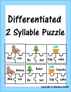 Preview of Differentiated 2 Syllable Puzzle