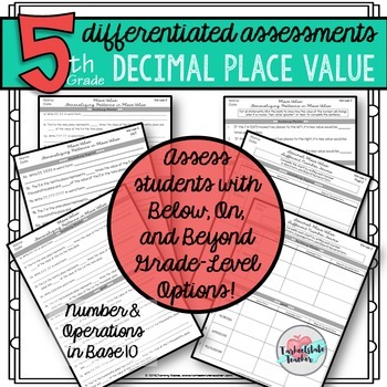 5th grade decimals place value concepts differentiated worksheetstests